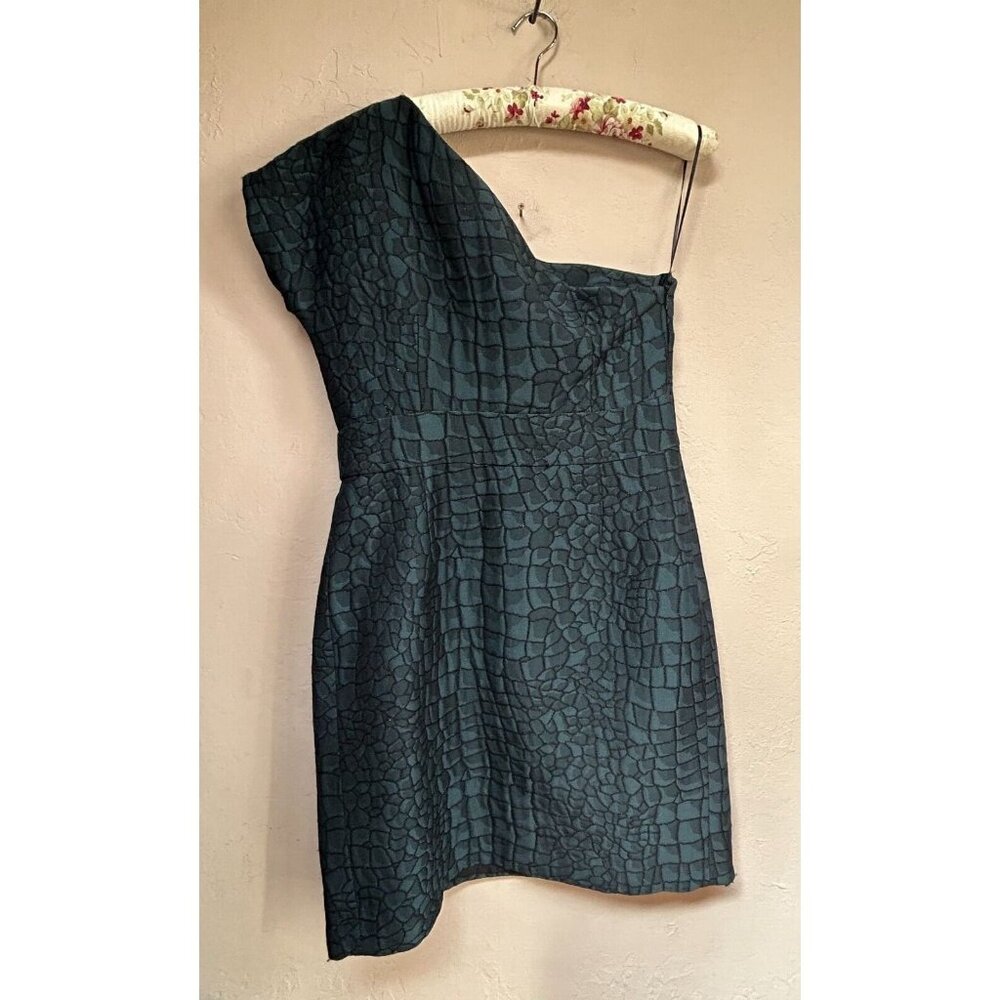 Moschino Cheap and Chic Women Animal Print One Shoulder Sheath Dress Sz 12 Green